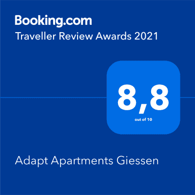 Booking.com Wertung 8,7 - Traveller Review Award 2021 - bestes Serviced Apartment Berlin