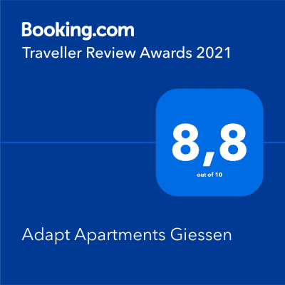 award Booking.com Wertung 8,7 - Traveller Review Award 2021 - bestes Serviced Apartment Berlin