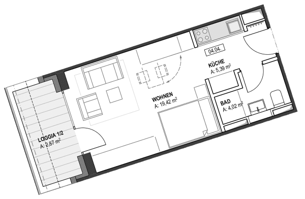 Wetzlar-Studio-Grundriss Grundriss Studioappartment in Wetzlar